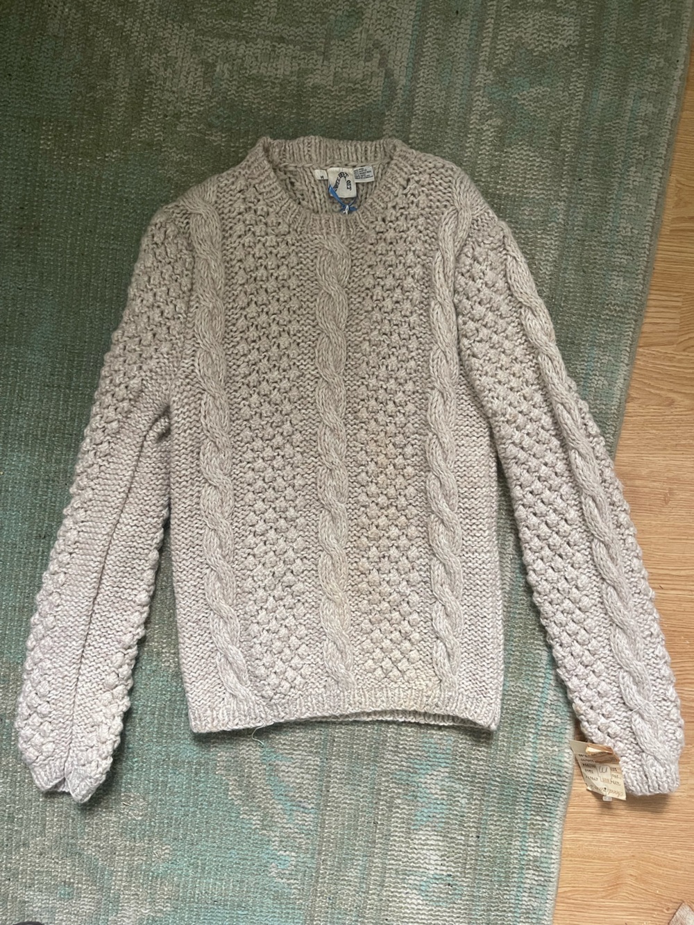 Vintage Cream Cable Knit Crew Sweater